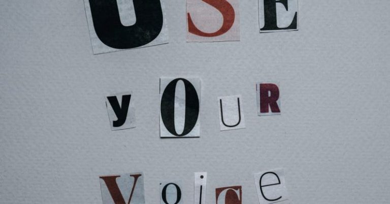 Campaigns - Use Your Voice inscription on gray background